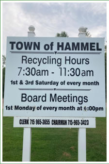 Town of Hammel Recycling Hours and Board Meetings